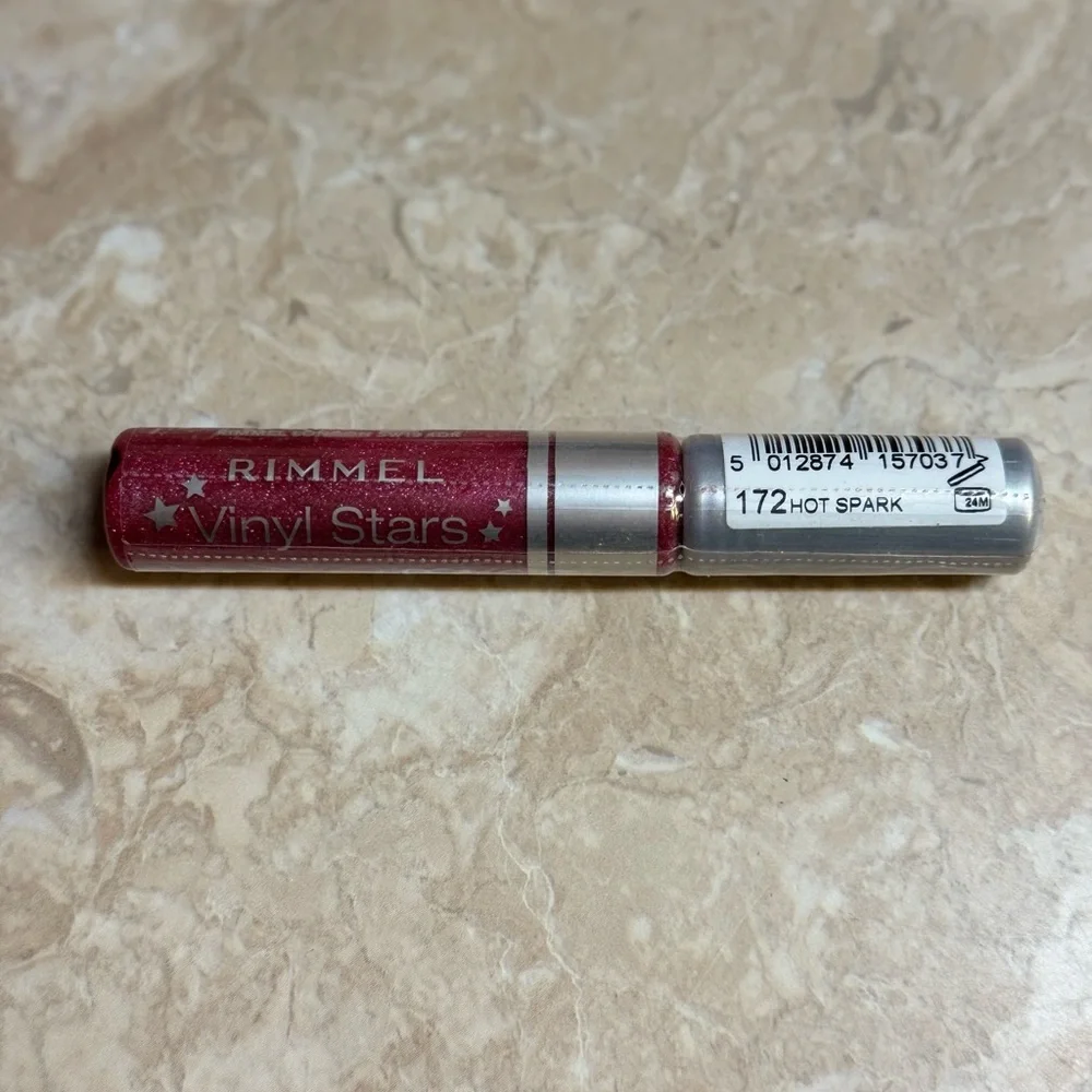 Rimmel Vinyl Stars Brilliant High Shine Red Sparkle Lip Gloss 172 Hot Spark New